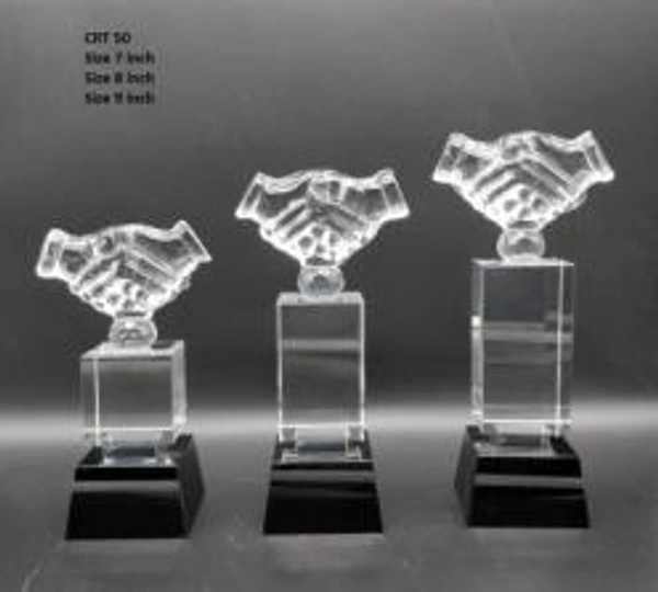 Handshake Crystal Awards and Trophies - 7 / 8 / 9 Inches, Bangalore 24 hrs up to 72 hours / Other Cities 4 to 7 days.